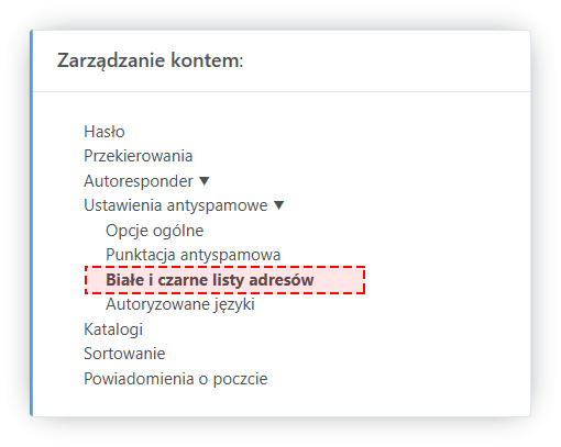 Jak dodać adres e-mail do białej lub czarnej listy?
