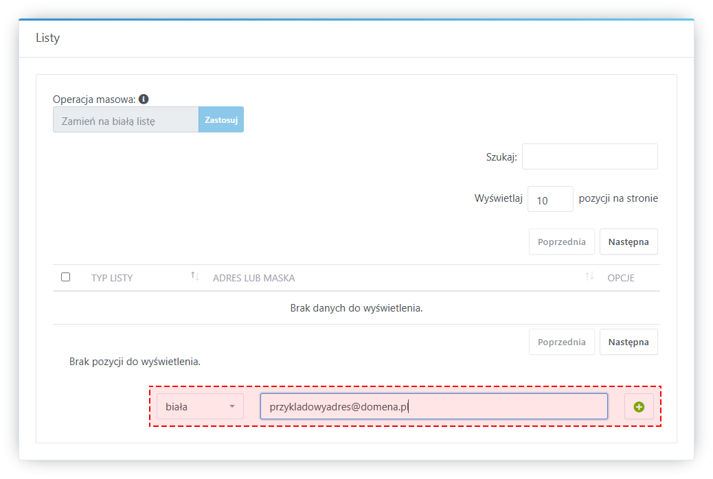 Jak dodać adres e-mail do białej lub czarnej listy?
