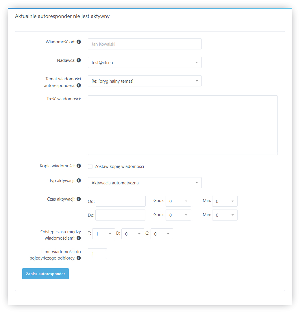 Jak włączyć autoresponder (automatyczną odpowiedź)?
