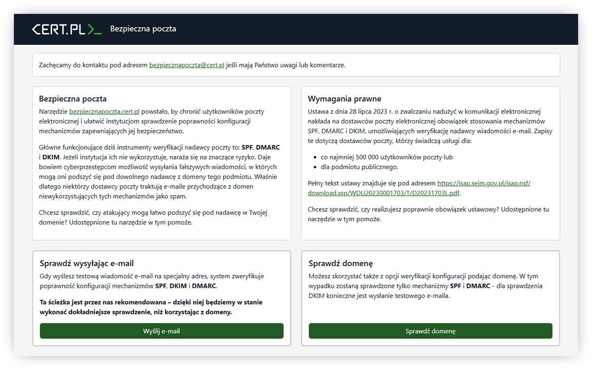 Jak zweryfikować bezpieczeństwo poczty korzystając z narzędzia Cert.pl?